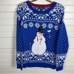 33 Degrees Snowman Golf Martini Sweater Size Medium